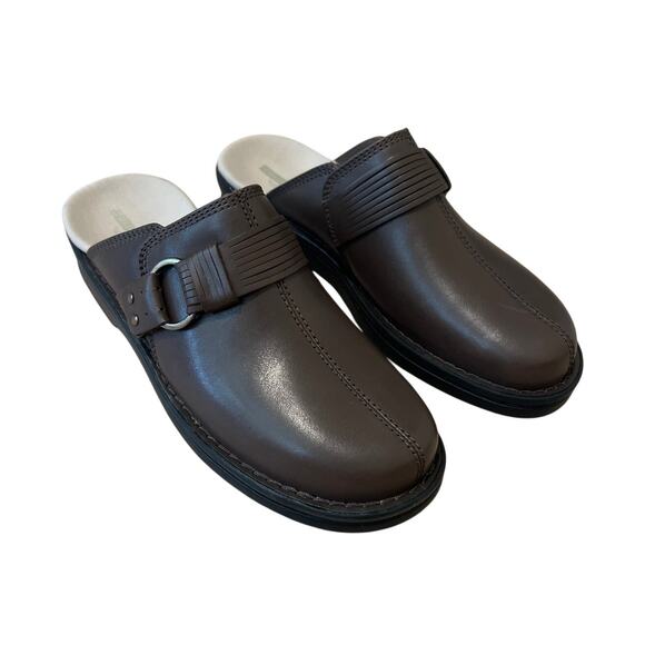 Clarks Taupe Brown Leather Patty Lorene Slip On Mule Clogs 7M New Without Box - Picture 1 of 6